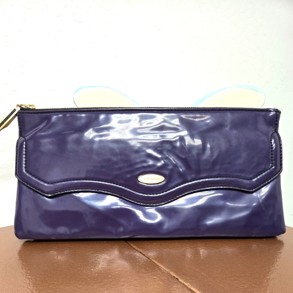 Tahari Purple Patent Leather Clutch